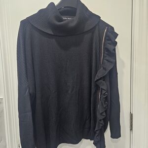 Elegant Black Sweater with Ruffle Detail